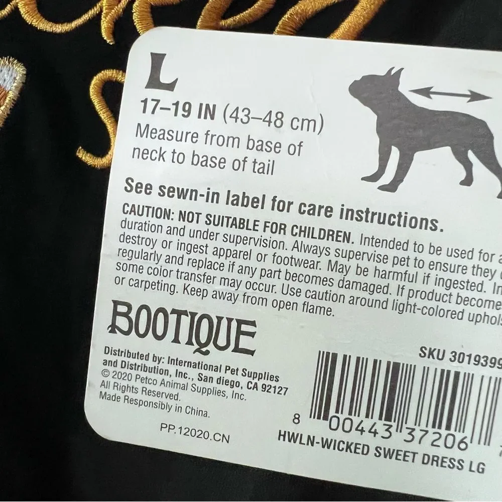Bootique Wicked Sweet Dog Halloween Costume Size L NWT